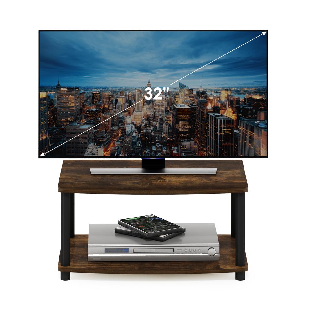 Furinno Turn-N-Tube No Tools 2-Tier Elevated TV Stands, Amber Pine/Black. Picture 5