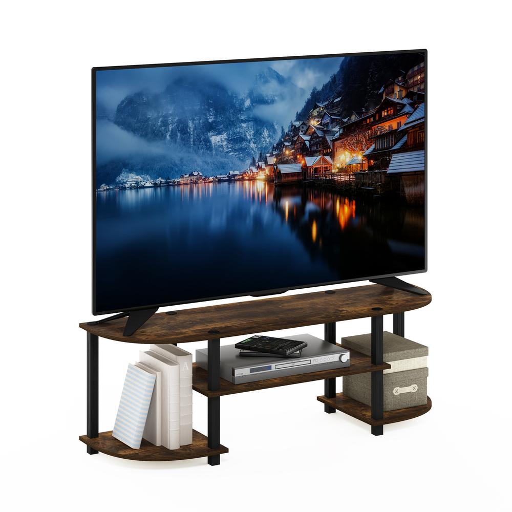 Furinno Turn-S-Tube Wide TV Entertainment Center, Amber Pine/Black. Picture 4