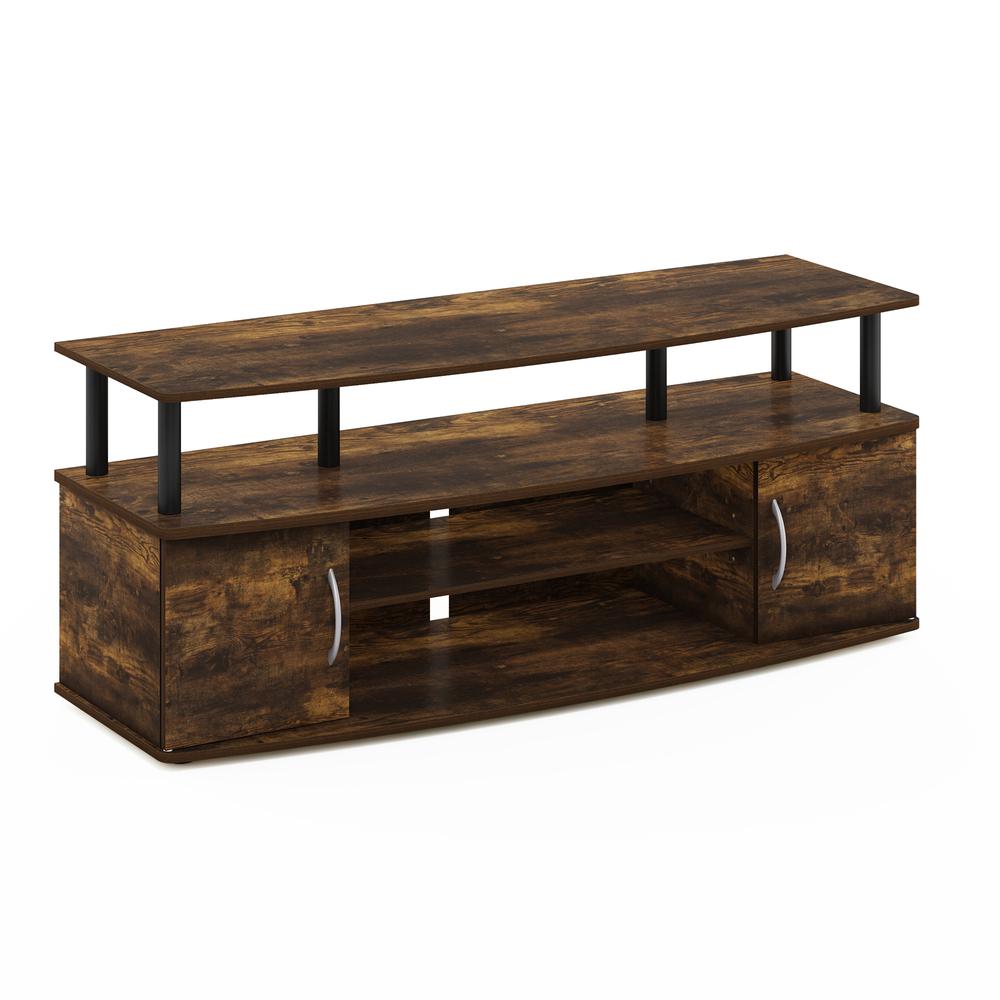 Furinno JAYA Large Entertainment Center Hold up to 55-IN TV, Amber Pine/Black. Picture 1
