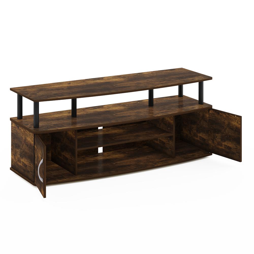 Furinno JAYA Large Entertainment Center Hold up to 55-IN TV, Amber Pine/Black. Picture 4