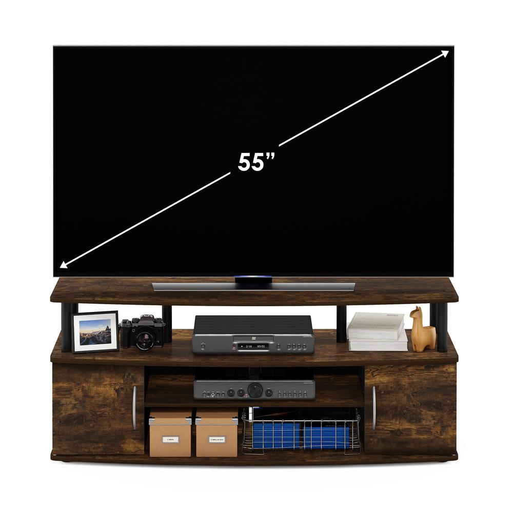 Furinno JAYA Large Entertainment Center Hold up to 55-IN TV, Amber Pine/Black. Picture 5