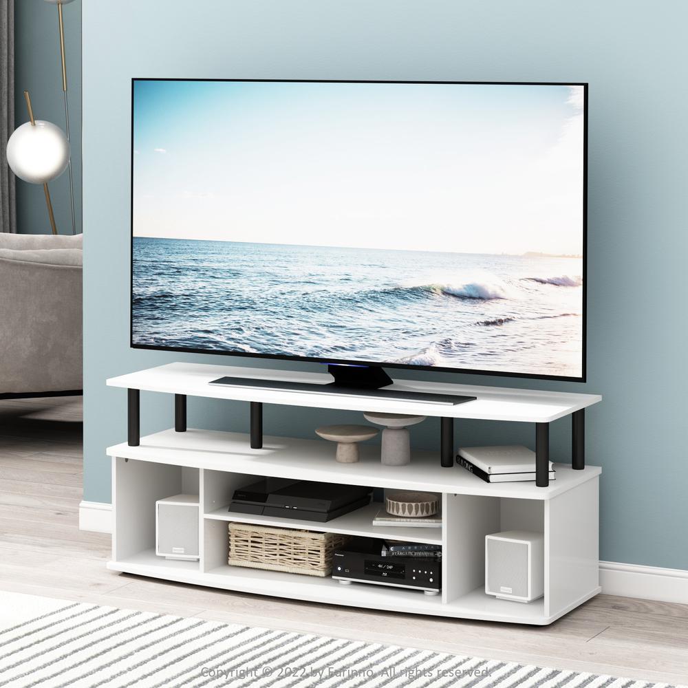 Furinno JAYA Large Entertainment Center Hold up to 55-IN TV, White/Black. Picture 6