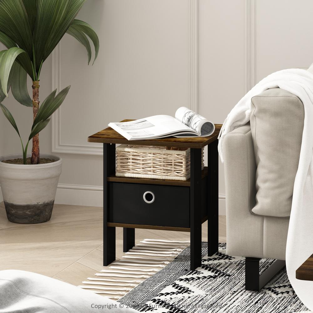 Furinno Andrey End Table Nightstand with Bin Drawer, Amber Pine/Brown. Picture 6
