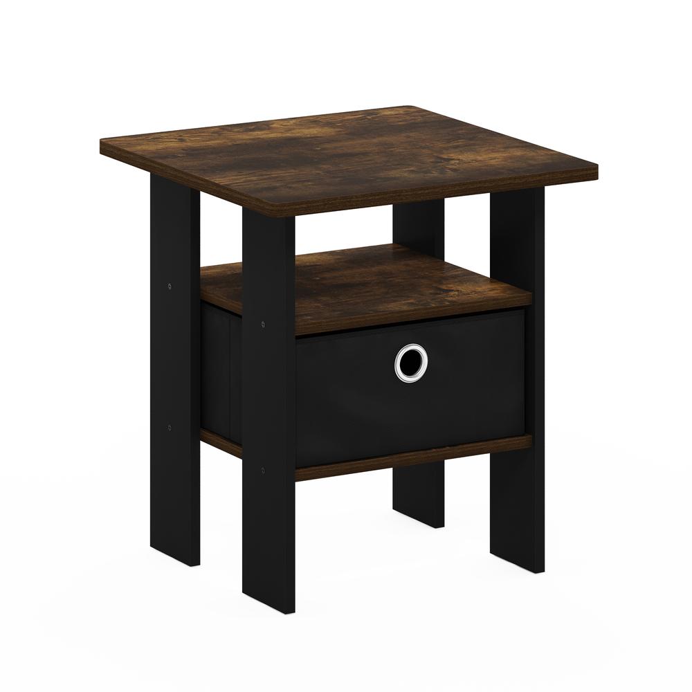 Furinno Andrey End Table Nightstand with Bin Drawer, Amber Pine/Brown. Picture 1