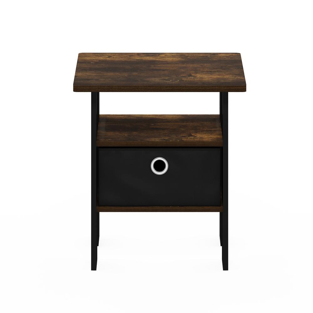 Furinno Andrey End Table Nightstand with Bin Drawer, Amber Pine/Brown. Picture 3