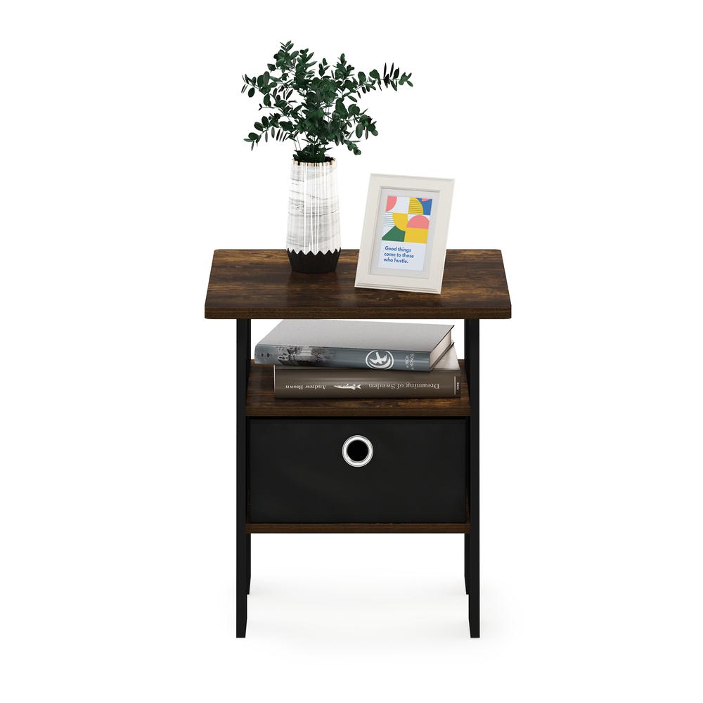Furinno Andrey End Table Nightstand with Bin Drawer, Amber Pine/Brown. Picture 5