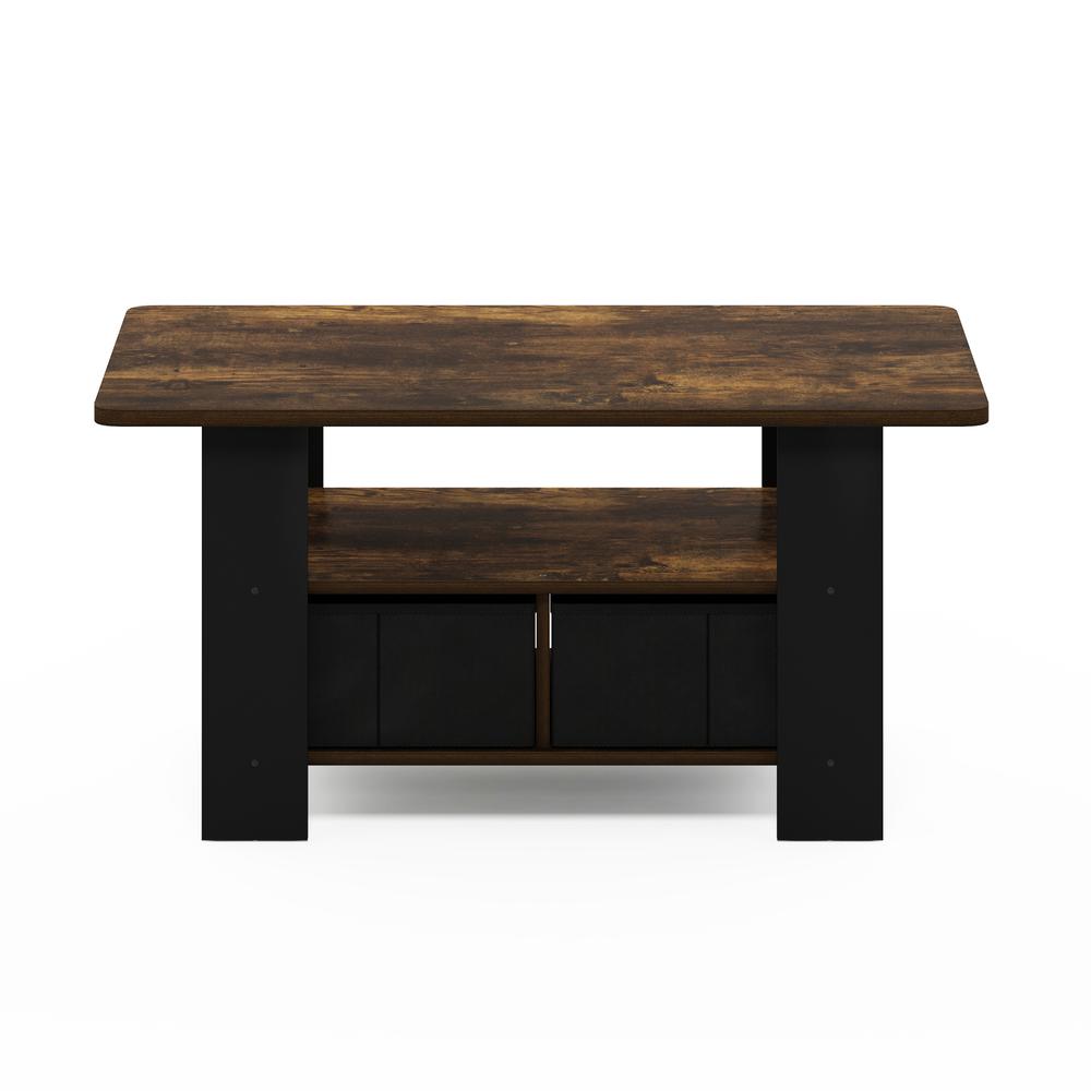 Furinno Andrey Coffee Table with Bin Drawer, Amber Pine/Black. Picture 3