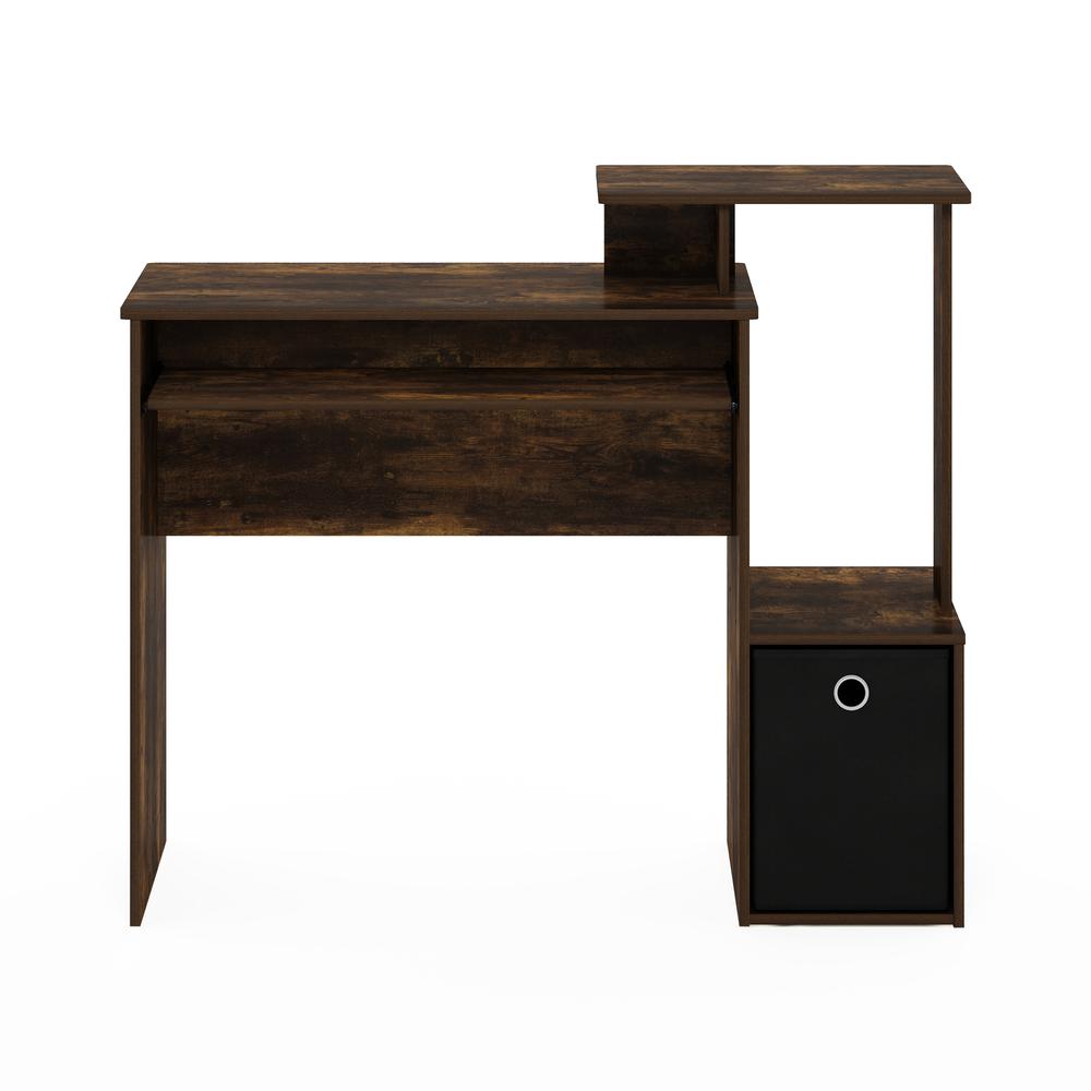 Furinno Econ Multipurpose Home Office Computer Writing Desk w/Bin, Amber Pine/Black. Picture 3