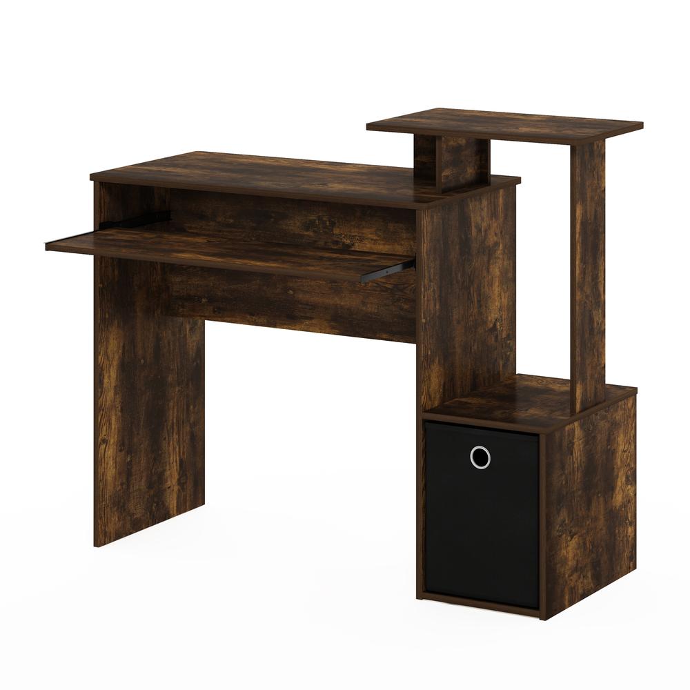 Furinno Econ Multipurpose Home Office Computer Writing Desk w/Bin, Amber Pine/Black. Picture 4