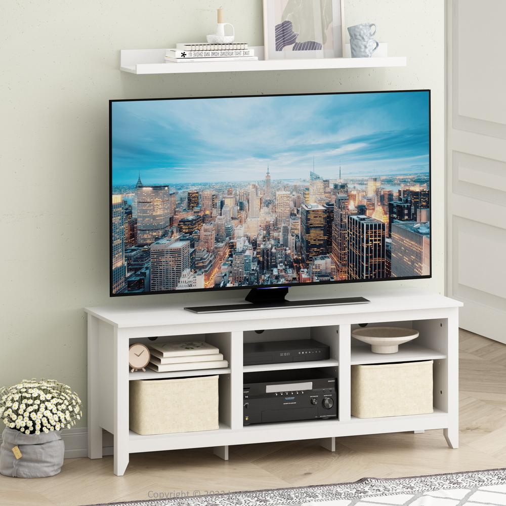 Furinno Jensen TV Entertainment Center for TV up to 65 Inch, Solid White. Picture 6