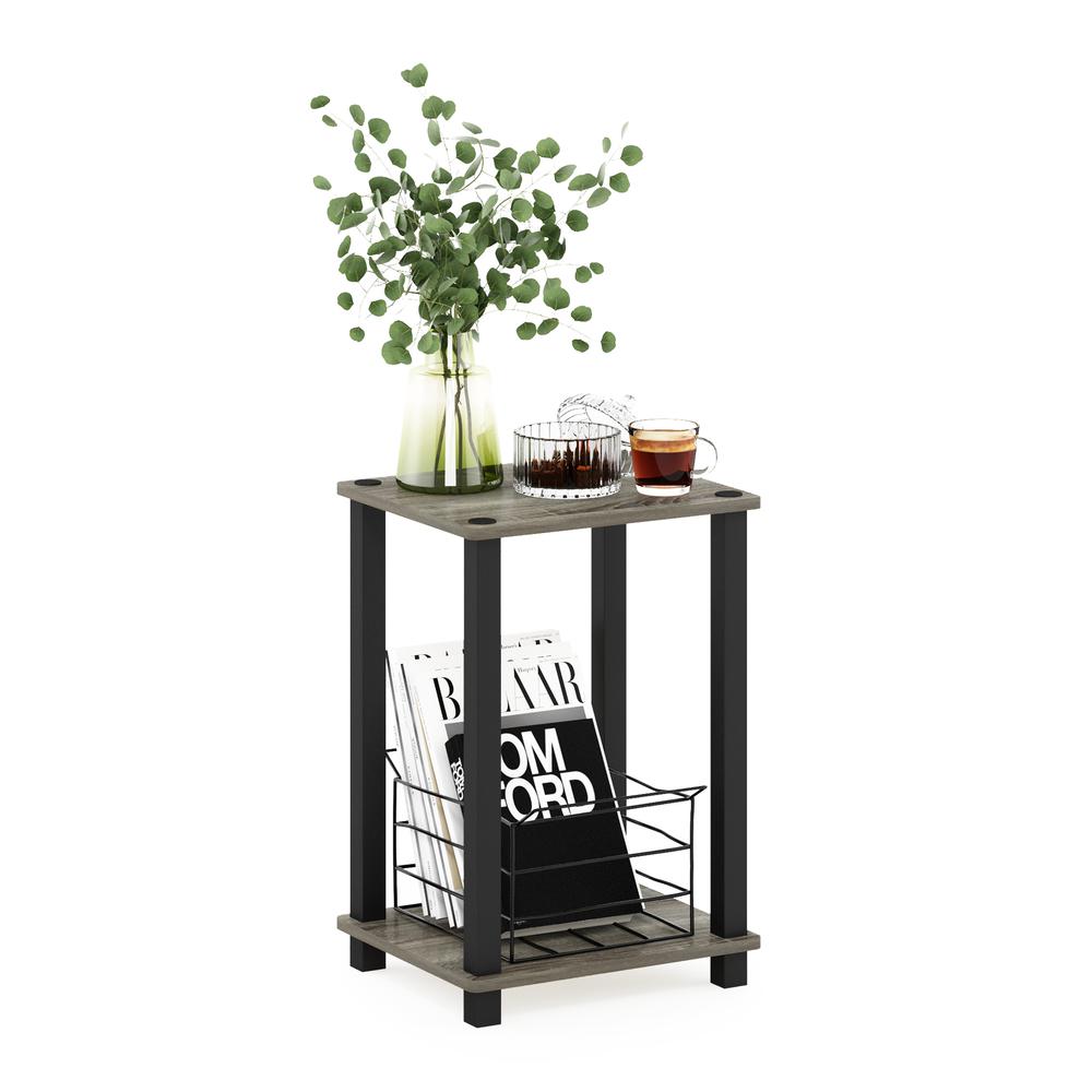Furinno Simplistic End Table, Small, French Oak/Black. Picture 4