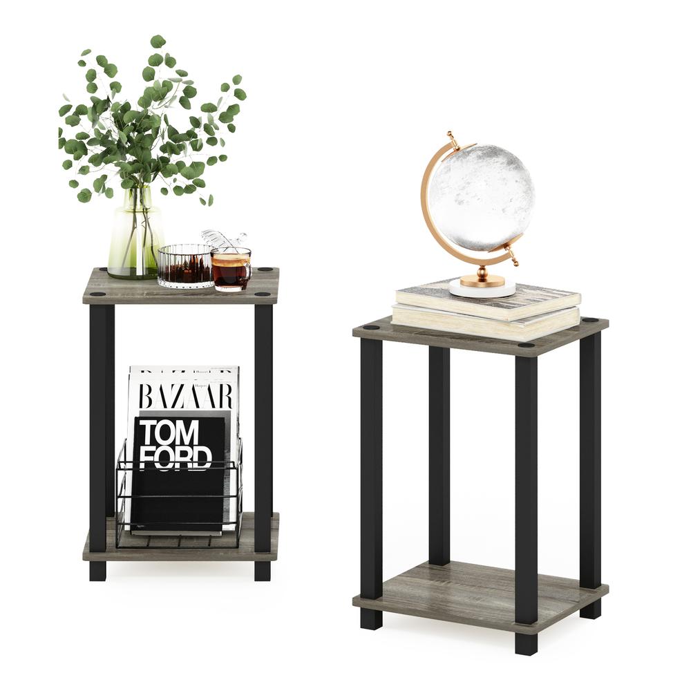 Furinno Simplistic End Table, Small, Set of 2, French Oak/Black. Picture 5