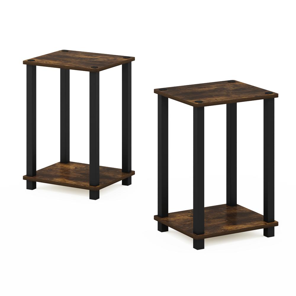 Simplistic End Table, Small, Set of 2, Amber Pine/Black. Picture 1