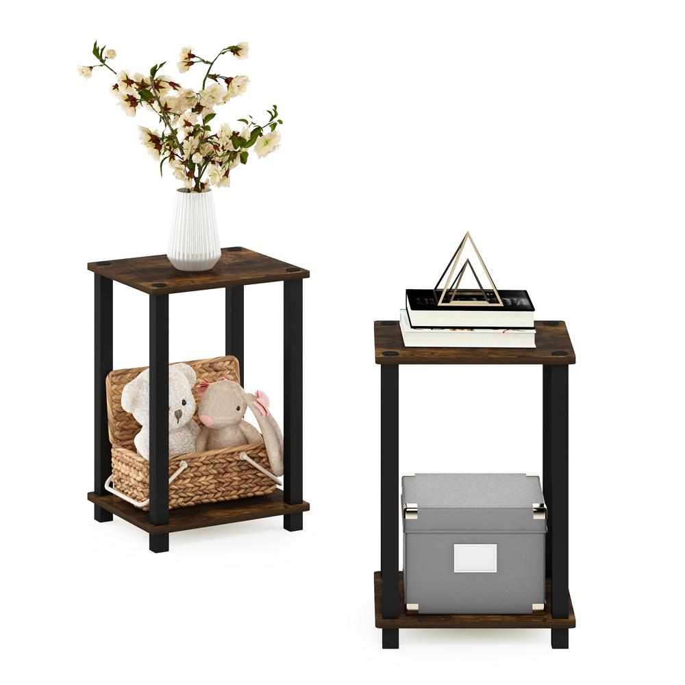 Simplistic End Table, Small, Set of 2, Amber Pine/Black. Picture 5