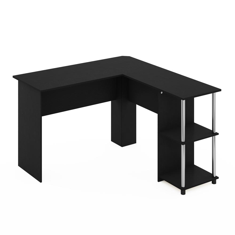 Furinno L-Shape Desk with Stainless Steel Tubes, Americano. Picture 1
