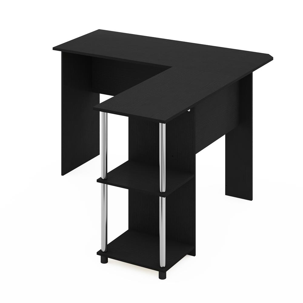 Furinno L-Shape Desk with Stainless Steel Tubes, Americano. Picture 5