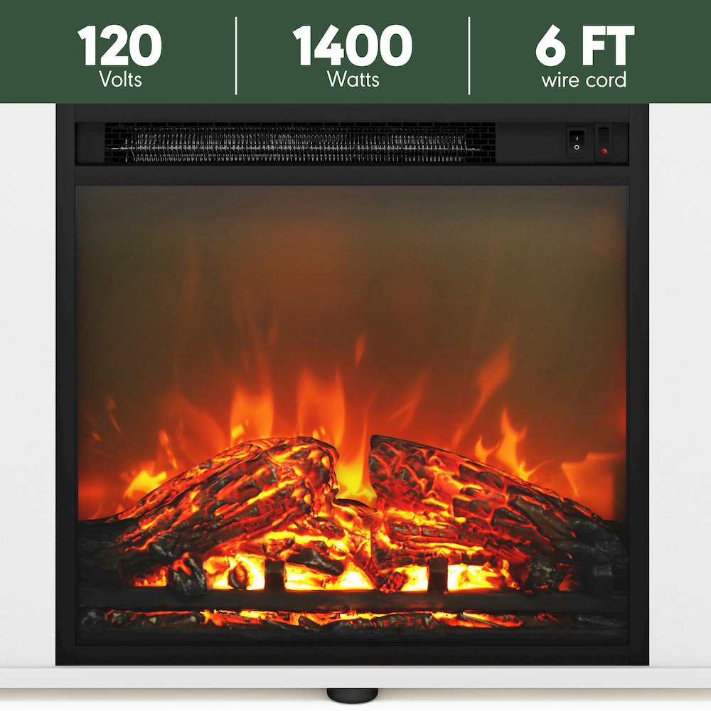 Fireplace TV Stand for TV up to 70 Inch, with Open Shelf,Grey Oak. Picture 5