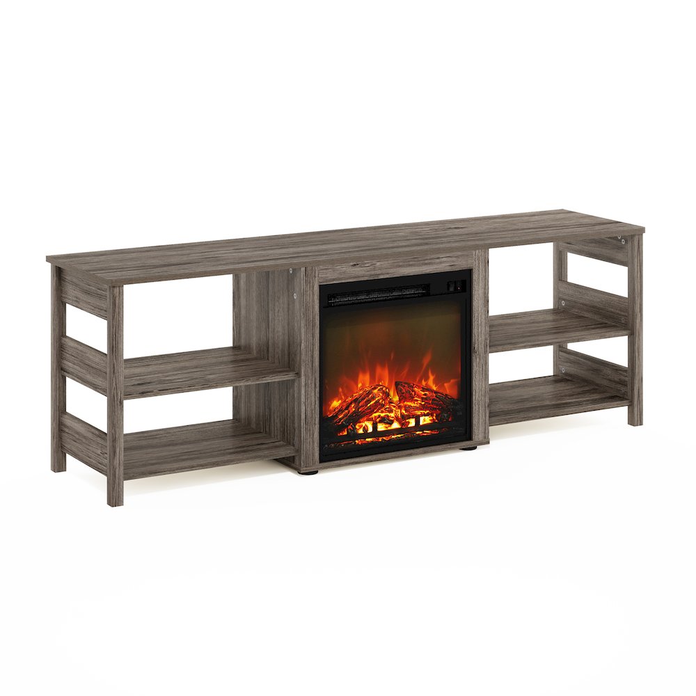 Fireplace TV Stand for TV up to 70 Inch, with Open Shelf,Grey Oak. Picture 2