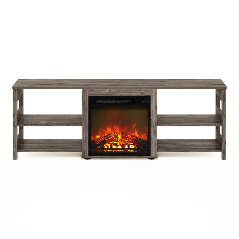 Fireplace TV Stand for TV up to 70 Inch, with Open Shelf,Grey Oak. Picture 3