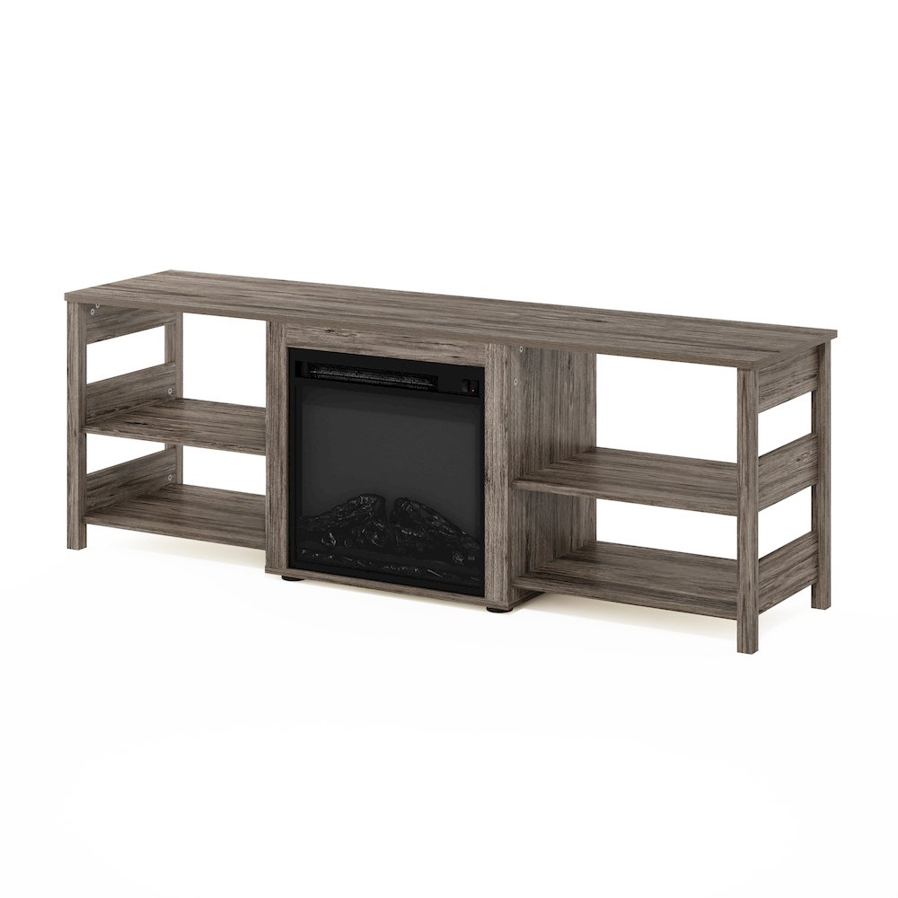 Fireplace TV Stand for TV up to 70 Inch, with Open Shelf,Grey Oak. Picture 1