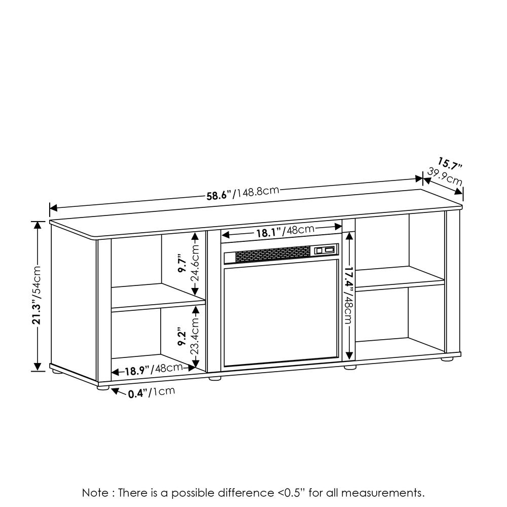Furinno Classic 60 Inch TV Stand with Fireplace, Solid White. Picture 2