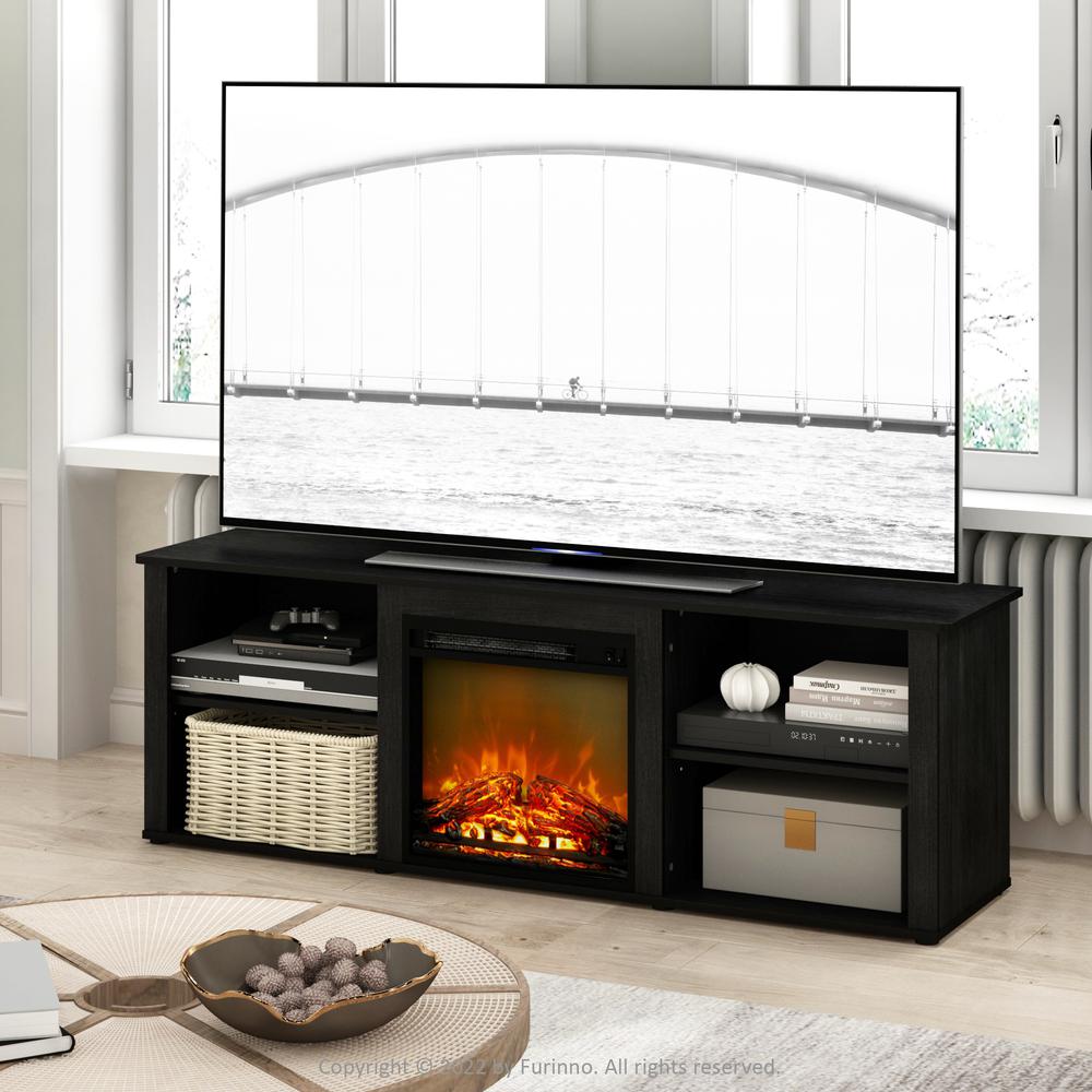 Furinno Classic 70 Inch TV Stand with Fireplace, Americano. Picture 7