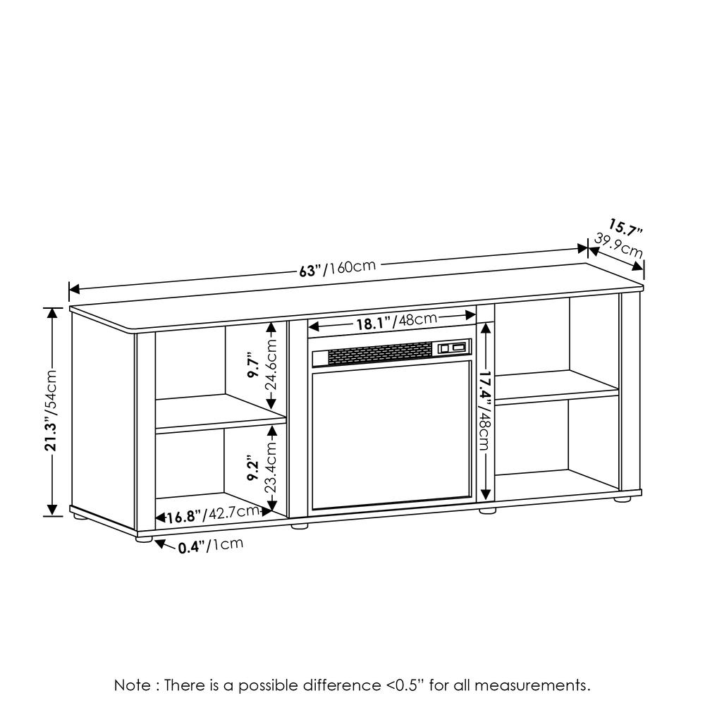 Furinno Classic 70 Inch TV Stand with Fireplace, Americano. Picture 2