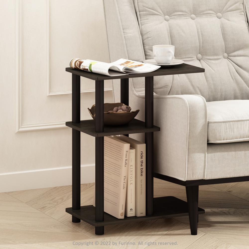 Furinno Turn-N-Tube C Shape Sofa Side Table, Espresso/Black. Picture 6