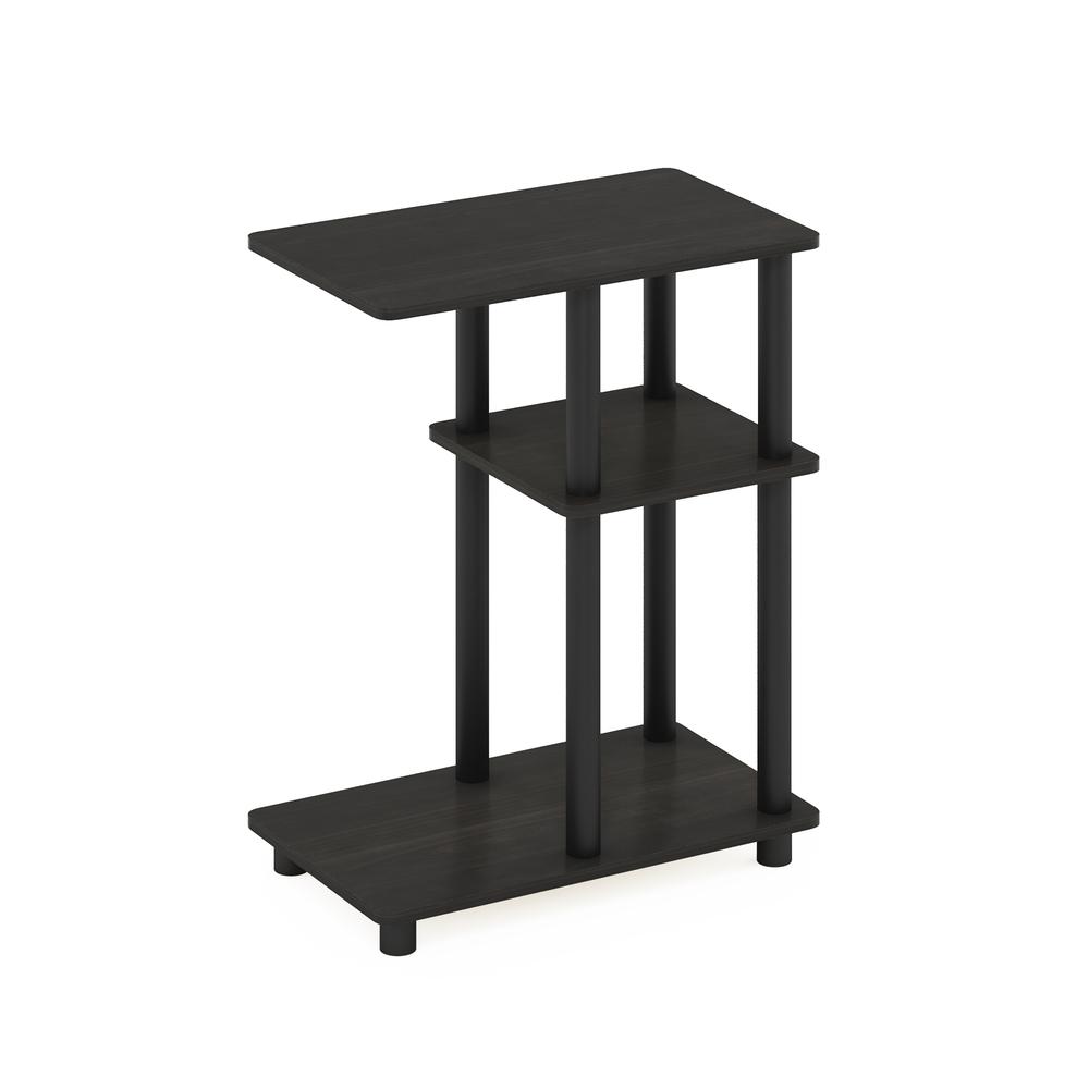 Furinno Turn-N-Tube C Shape Sofa Side Table, Espresso/Black. Picture 1