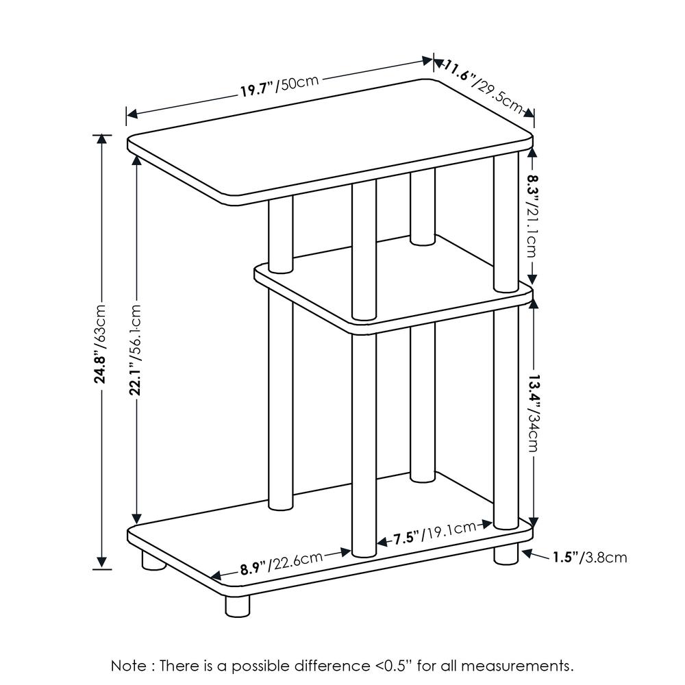 Furinno Turn-N-Tube C Shape Sofa Side Table, Espresso/Black. Picture 2