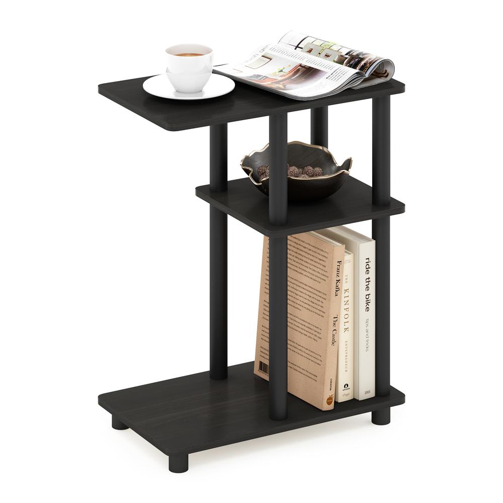 Furinno Turn-N-Tube C Shape Sofa Side Table, Espresso/Black. Picture 4