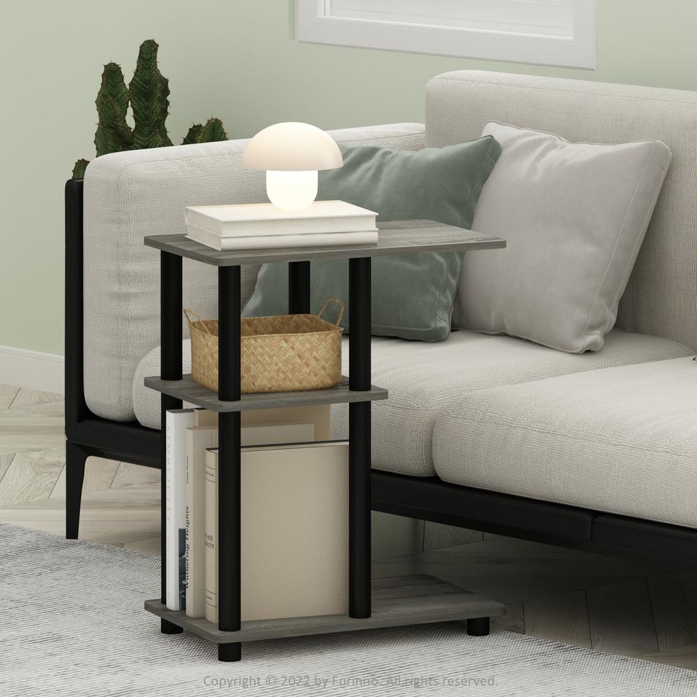 Furinno Turn-N-Tube C Shape Sofa Side Table, French Oak/Black. Picture 6