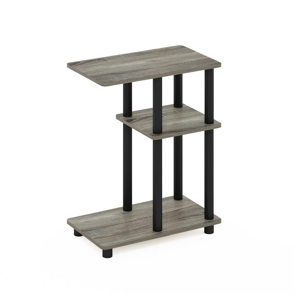 Furinno Turn-N-Tube C Shape Sofa Side Table, French Oak/Black. Picture 1