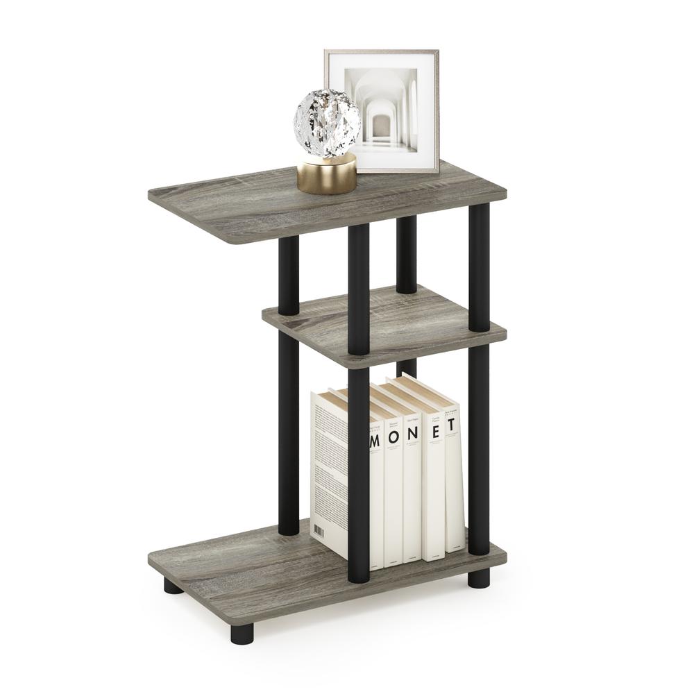 Furinno Turn-N-Tube C Shape Sofa Side Table, French Oak/Black. Picture 4