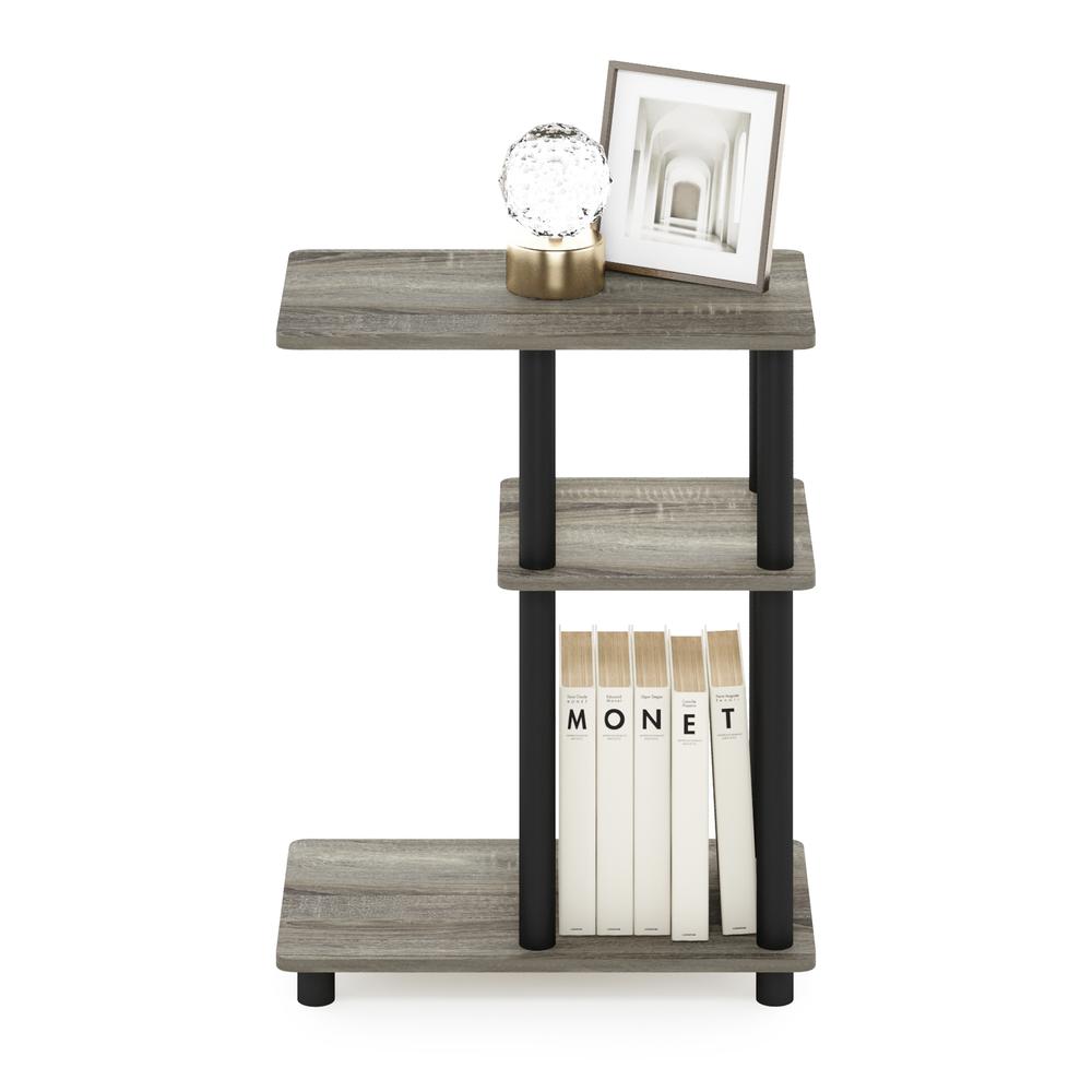 Furinno Turn-N-Tube C Shape Sofa Side Table, French Oak/Black. Picture 5