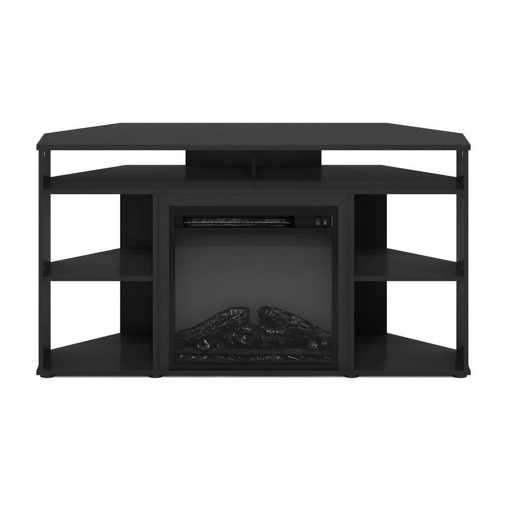 Furinno Jensen Corner TV Stand with Fireplace for TV up to 55 Inches, Americano. Picture 3