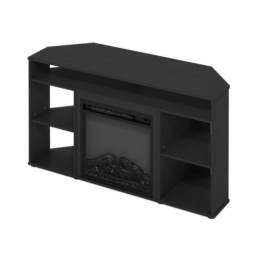 Furinno Jensen Corner TV Stand with Fireplace for TV up to 55 Inches, Americano. Picture 4
