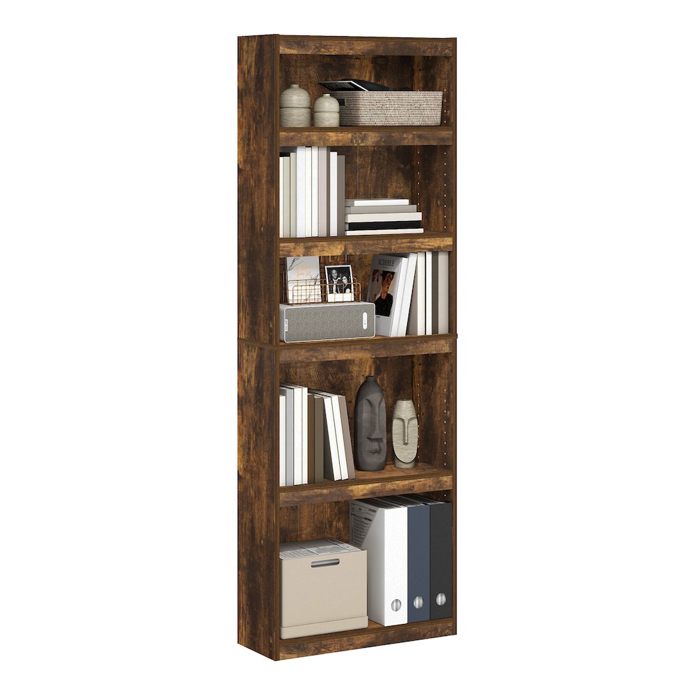 Furinno JAYA Enhanced Home 5-Tier Shelf Bookcase, Amber Pine. Picture 1