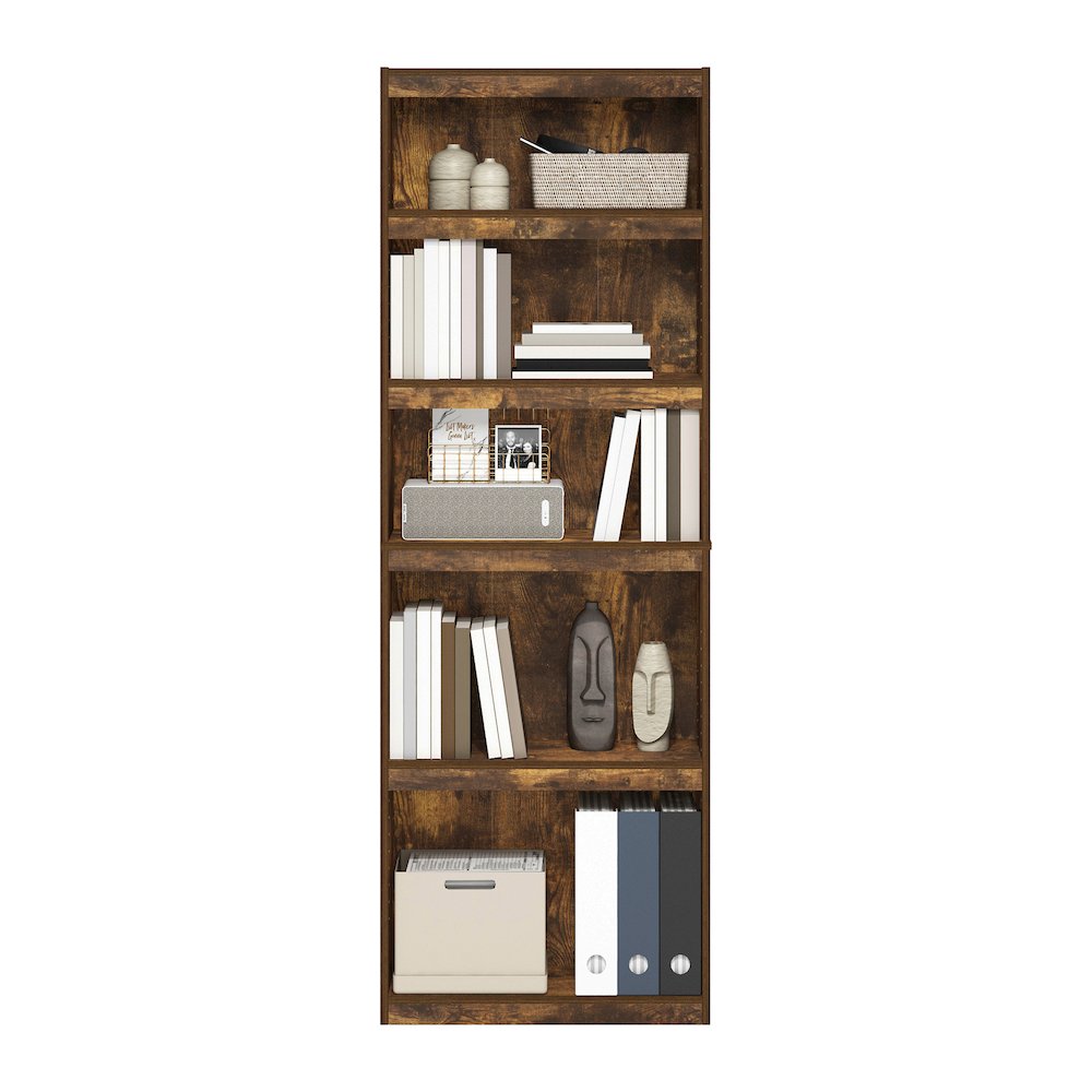 JAYA Book Shelf, 5-Tier Bookshelf, Bookcase, with Adjustable Shelves, Amber Oak. Picture 6