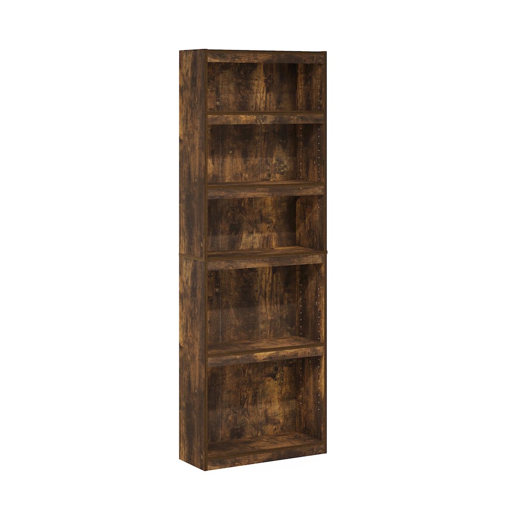 JAYA Book Shelf, 5-Tier Bookshelf, Bookcase, with Adjustable Shelves, Amber Oak. Picture 2