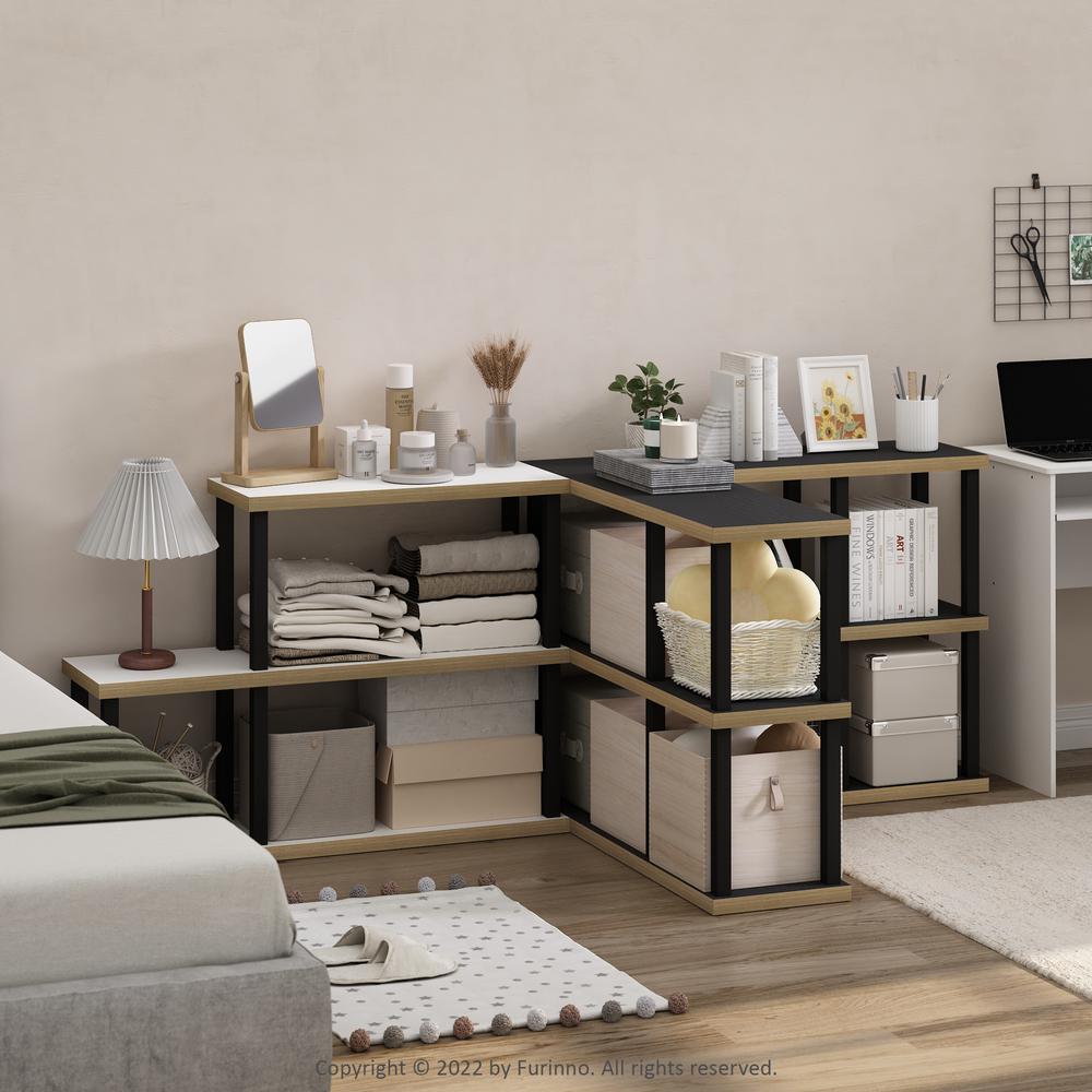 Furinno Turn-N-Tube No Tools 3-Tier Ladder Decorative Display Shelf, Solid White/Black. Picture 6