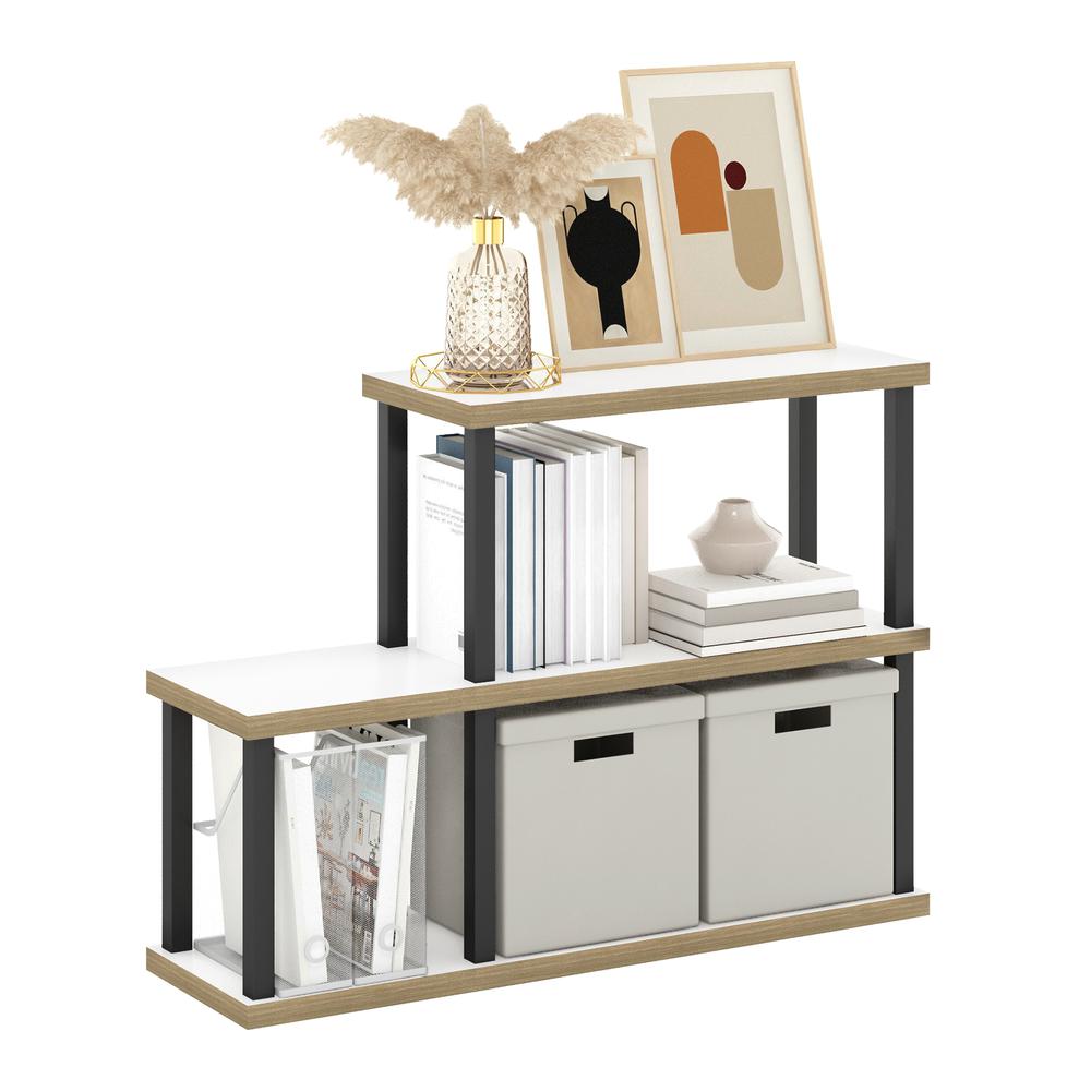 Furinno Turn-N-Tube No Tools 3-Tier Ladder Decorative Display Shelf, Solid White/Black. Picture 4