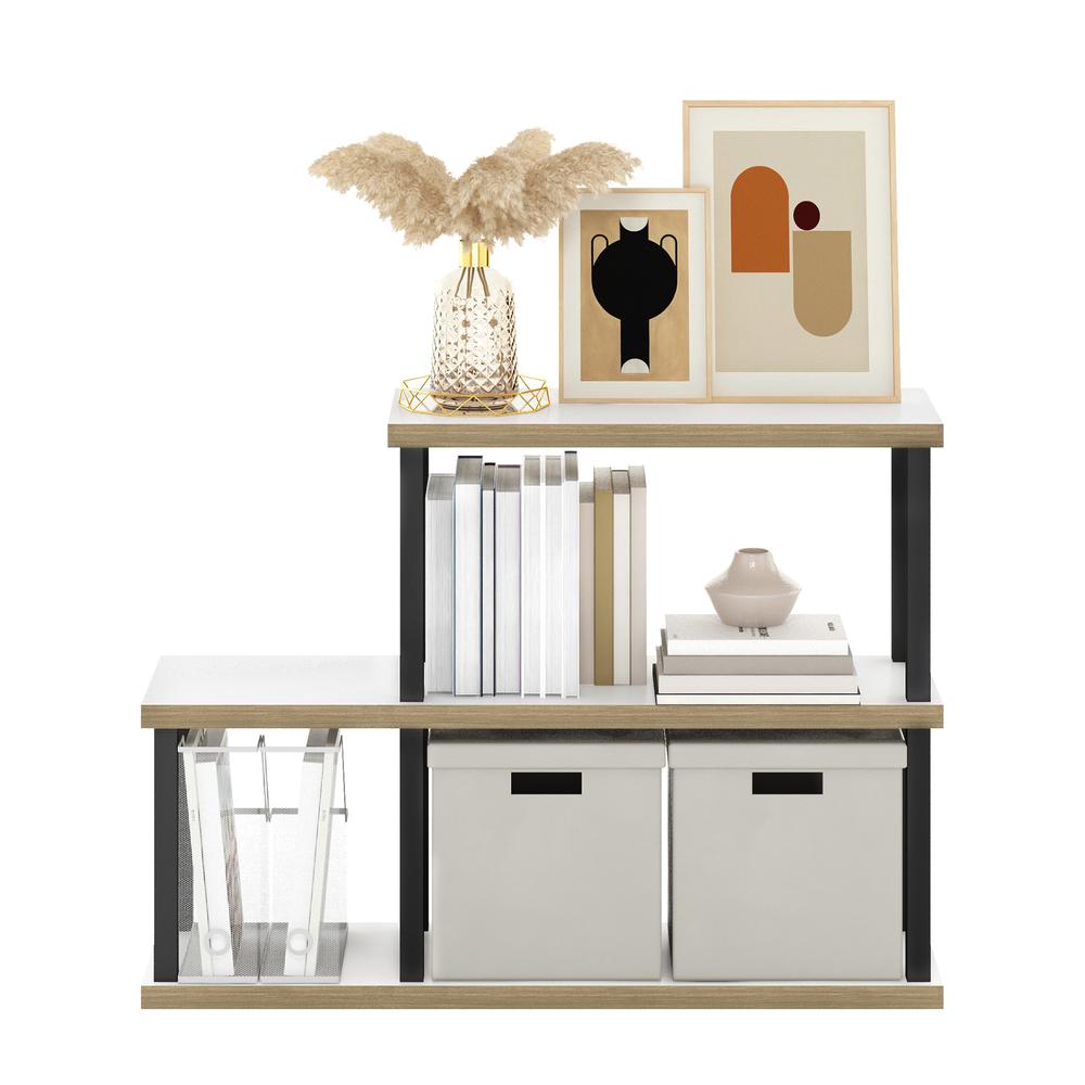 Furinno Turn-N-Tube No Tools 3-Tier Ladder Decorative Display Shelf, Solid White/Black. Picture 5