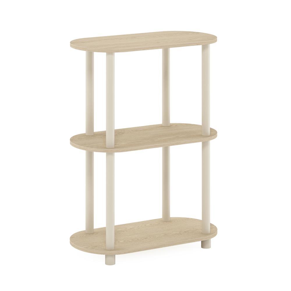 Furinno Turn-N-Tube No Tools 3-Tier Modern Oval Side Display Rack, Bauhaus Oak/Beige. Picture 1
