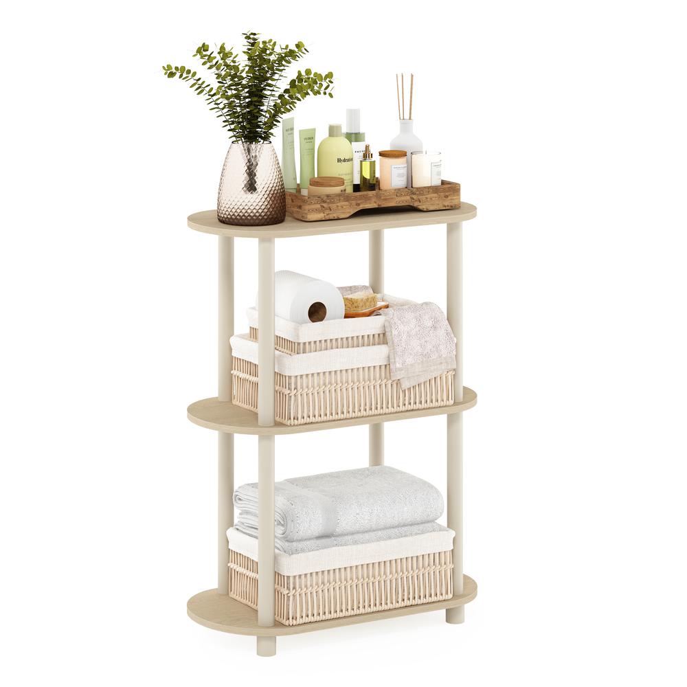 Furinno Turn-N-Tube No Tools 3-Tier Modern Oval Side Display Rack, Bauhaus Oak/Beige. Picture 4
