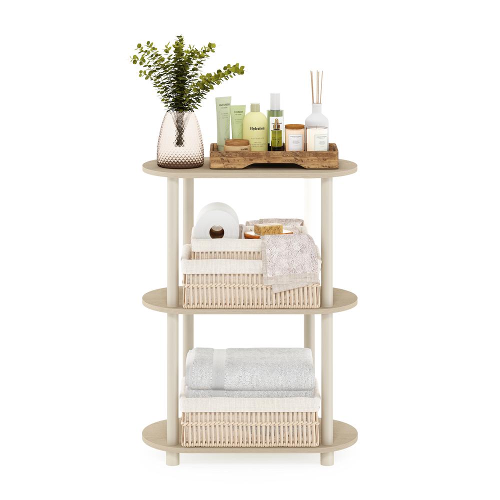 Furinno Turn-N-Tube No Tools 3-Tier Modern Oval Side Display Rack, Bauhaus Oak/Beige. Picture 5
