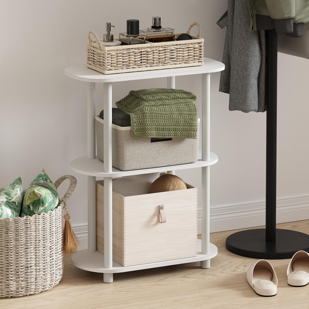 Furinno Turn-N-Tube No Tools 3-Tier Modern Oval Side Display Rack, White/Virgin White. Picture 6