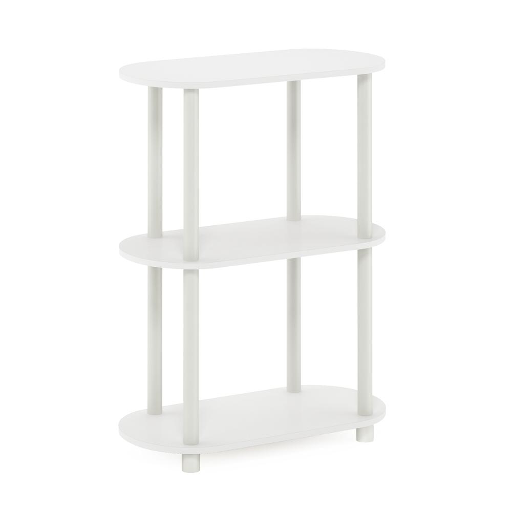 Furinno Turn-N-Tube No Tools 3-Tier Modern Oval Side Display Rack, White/Virgin White. Picture 1