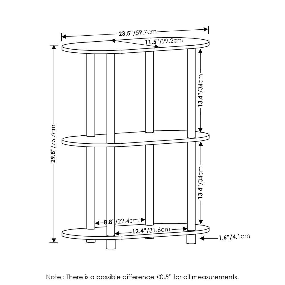 Furinno Turn-N-Tube No Tools 3-Tier Modern Oval Side Display Rack, White/Virgin White. Picture 2