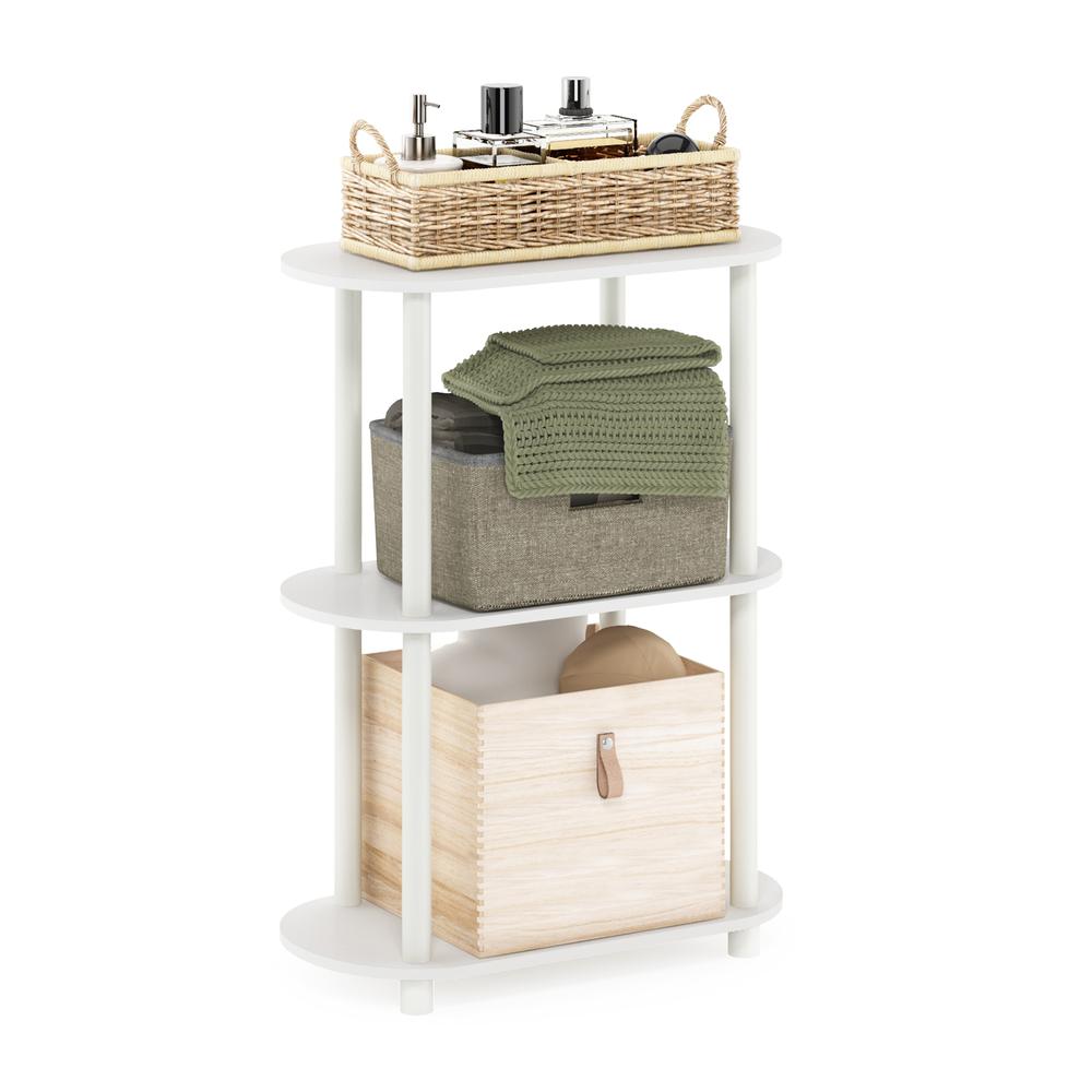 Furinno Turn-N-Tube No Tools 3-Tier Modern Oval Side Display Rack, White/Virgin White. Picture 4
